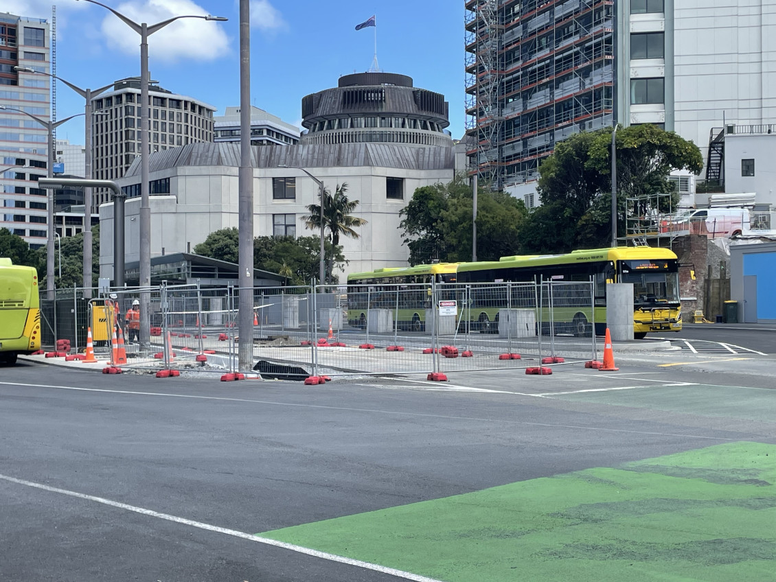 Roadworks at the Wellington City bus terminal