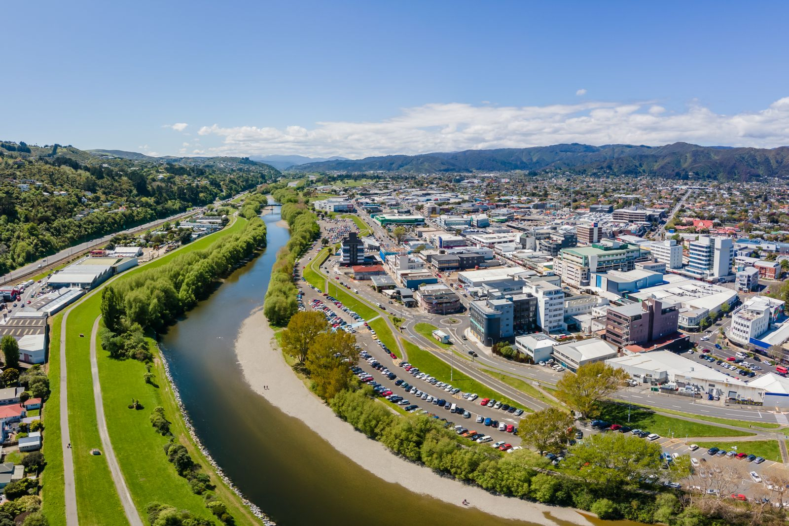 Aerial view of Te Awa Kairangi the Hutt River