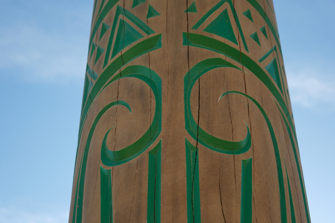 One of the pou at Parangarahu Lakes