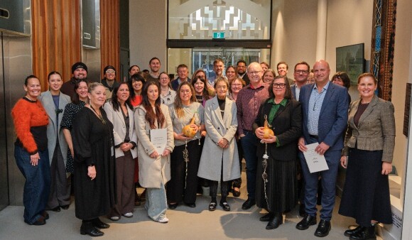 Ngā Hapū o Ōtaki Incorporated Society, Ātiawa ki Whakarongotai and Greater Wellington Councillors and teams at Council offices after the signing of two Mana Whakahono ā Rohe agreements.