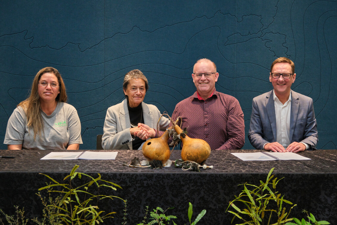 Ngā Hapū o Ōtaki Incorporated Society Chief Executive Kim Tahiwi, former Ngā Hapū o Ōtaki Chair Denise Hapeta, Council Chair Daran Ponter, and Chief Executive Nigel Corry.