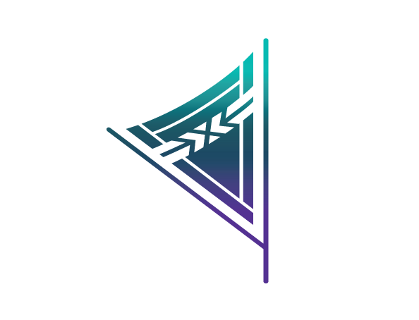 Rā matua (main sail) design with a cyan-navy-purple gradient